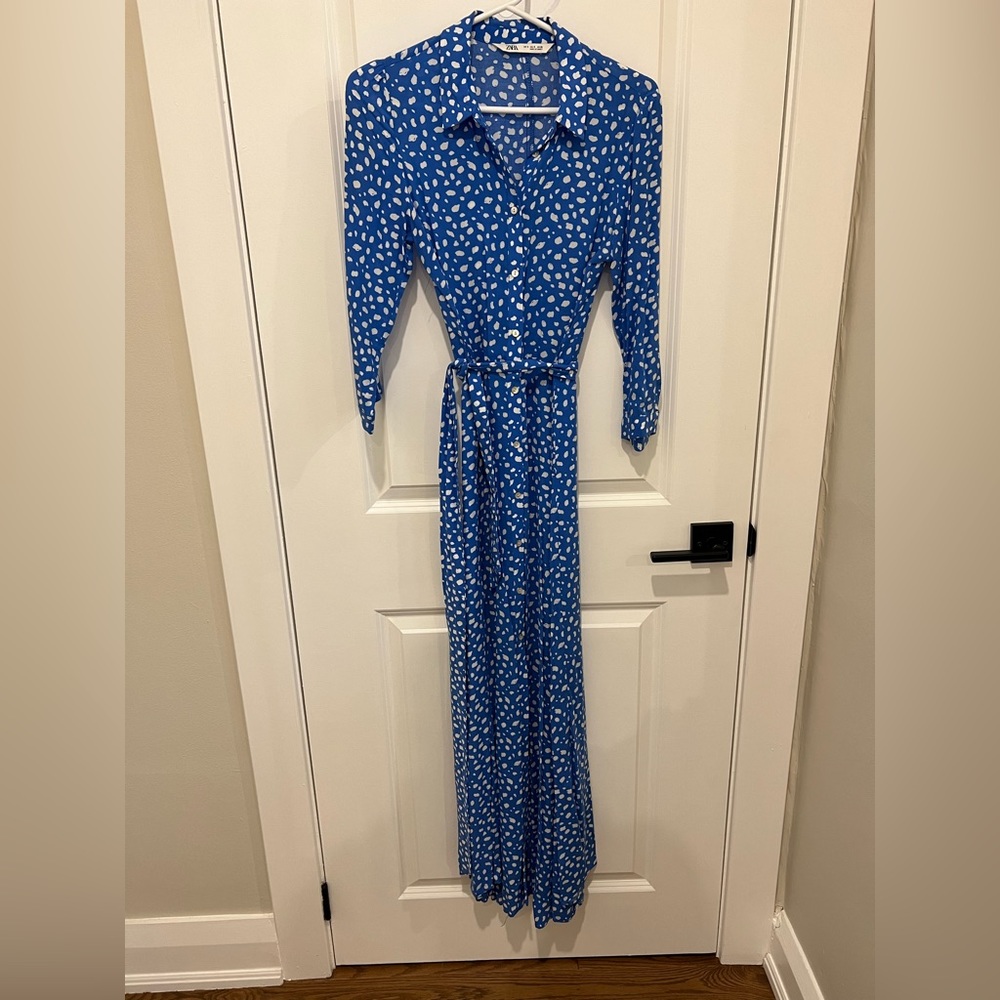 Zara blue and white size S button down dress